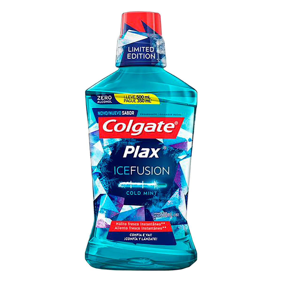 Enxaguante Bucal Zero Álcool Cold Mint Colgate Plax Ice Fusion Leve 500ml Pague 350ml