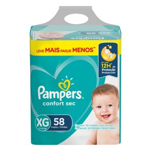 Fralda Descartável Infantil Pampers Confort Sec XG Pacote 58 Unidades