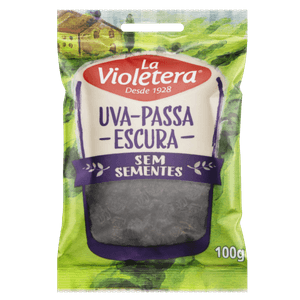 Uva-Passa Escura sem Semente La Violetera Pacote 100g