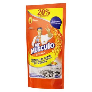 Limpador Desengordurante Cozinha Laranja Mr Músculo Sachê 400ml Refil Econômico Grátis 20% de Desconto
