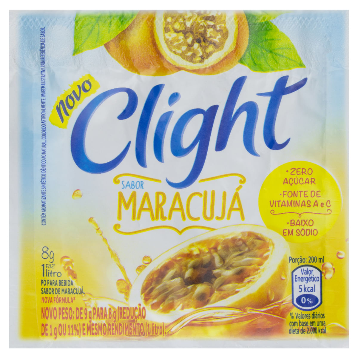 Refresco em pó Clight Sem Açúcar Maracuja 8g