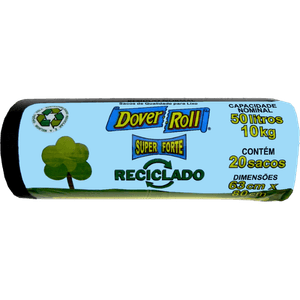 Saco Dover Roll de Lixo Reciclado Preto 50 Litros C/20 Unidades