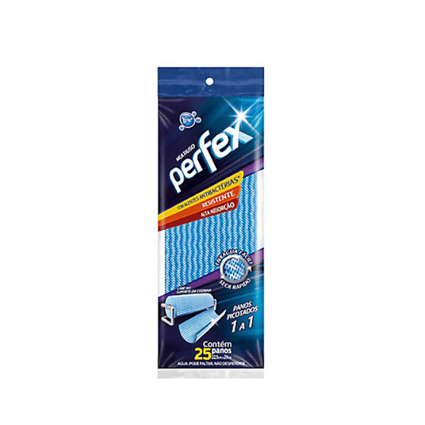 Pano Multiuso Perfex Azul Ypê 22,5x29 Rolo 25 Unidades