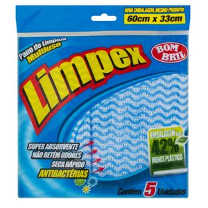 Pano Multiuso Azul Limpex 60cm x 33cm 5 Unidades