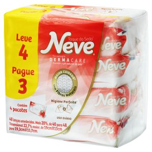 Pack Lenço Umedecido Higiênico Neve Toque da Seda Pacote Leve 4 Pague 3 Unidades
