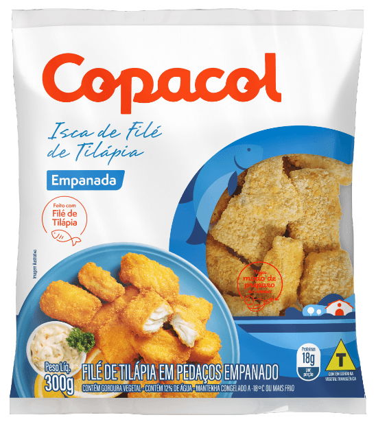 Iscas de Filé de Tilápia Copacol Empanada Congelada 300g