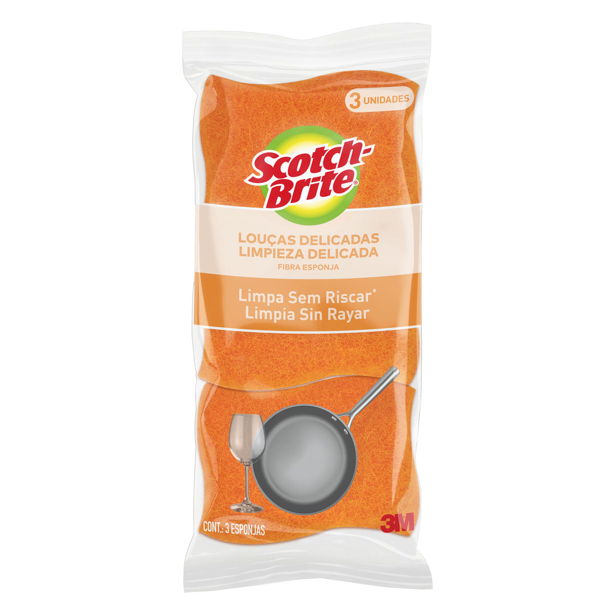 Esponja Não Risca Laranja Scotch-Brite 3 Unidades