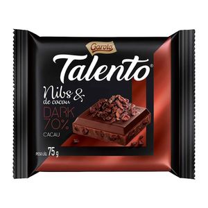 Chocolate Garoto Talento Nibs de Cacau e Dark 70% Cacau  75g