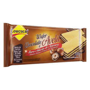 Biscoito Wafer Recheio Chocolate e Avelã Zero Lactose Lowçucar Pacote 115g