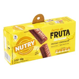 Barra de Frutas Banana Cobertura Chocolate Nutry Caixa 60g 3 Unidades