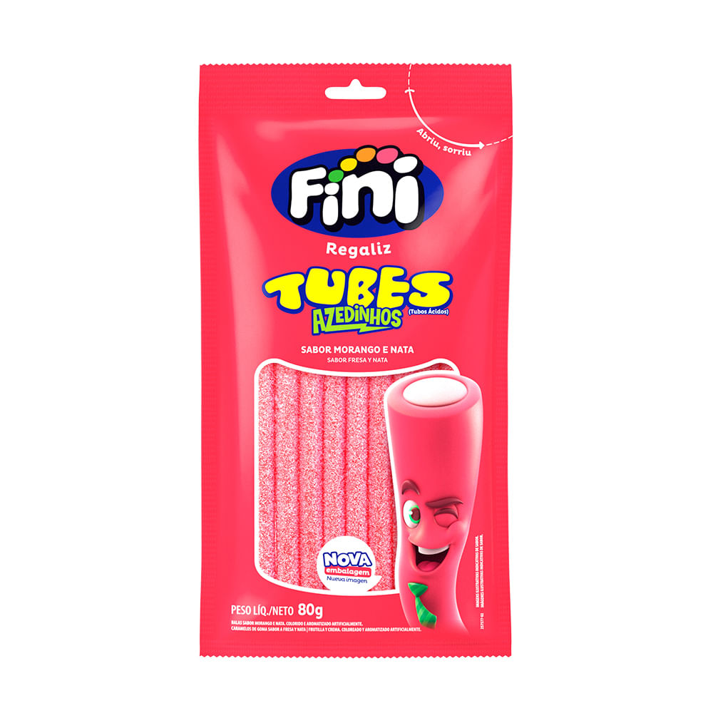Bala Fini Tubes Morango Cítrico 80g