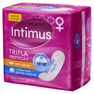 Absorvente sem Abas Extra Suave Intimus Tripla Proteção Pacote 8 Unidades