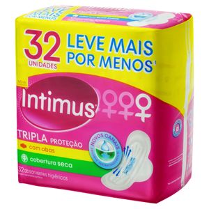 Absorvente com Abas Seca Intimus Tripla Proteção Pacote 32 Unidades