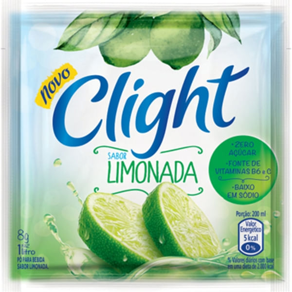 Refresco-em-Po-Limonada-Zero-Acucar-Clight-Pacote-8g