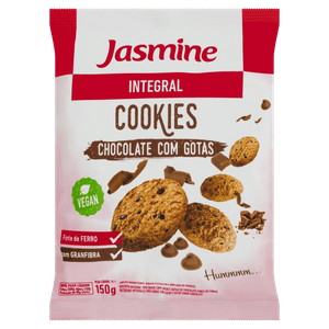 Biscoito Cookie Integral Cacau e Gotas de Chocolate Jasmine Pacote 150g