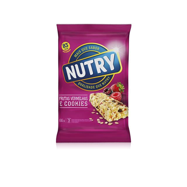 Pack Barra De Cereal Frutas Vermelhas Nutry Pacote 3 Unidades 66g