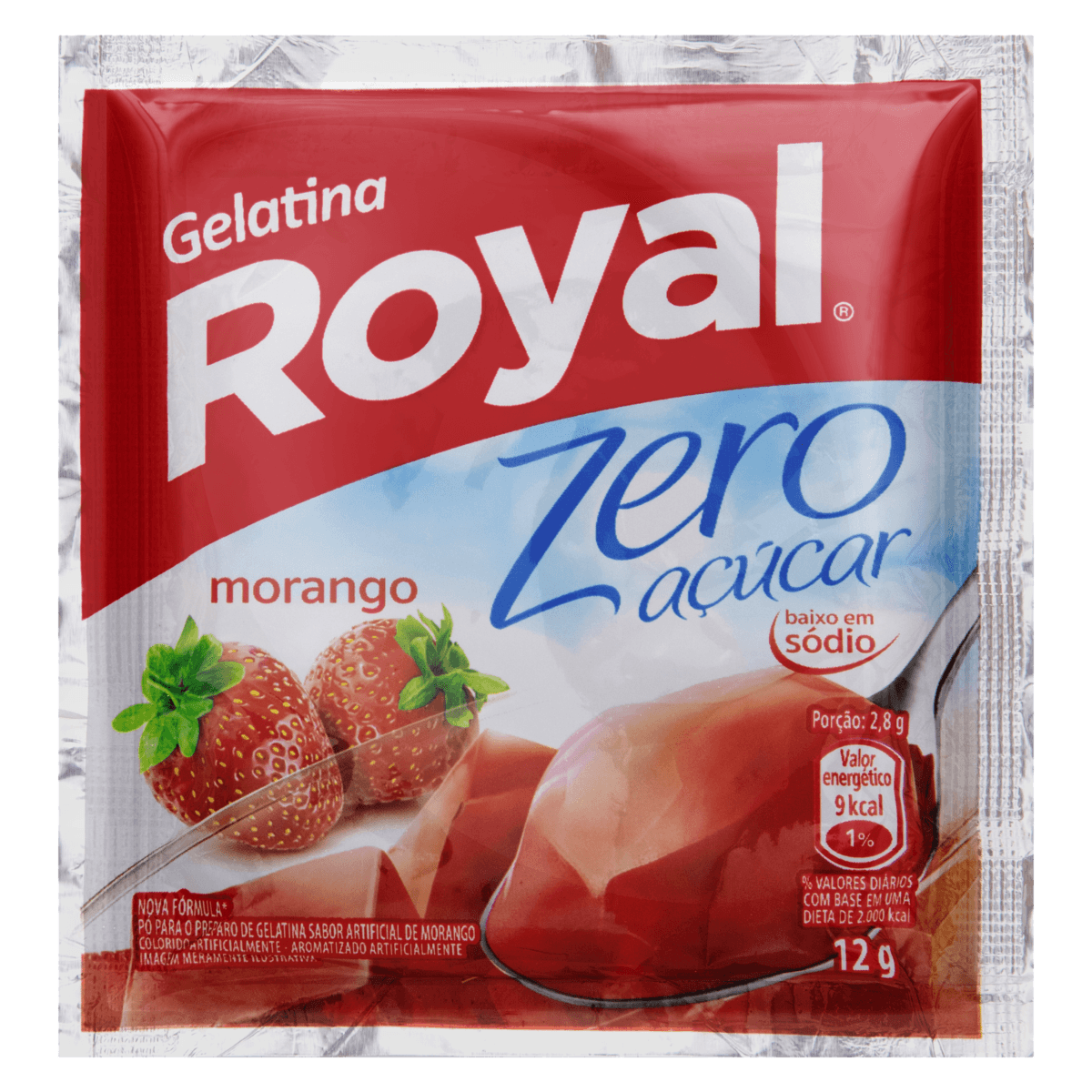 Gelatina Pó Morango Zero Açúcar Royal Pacote 12g