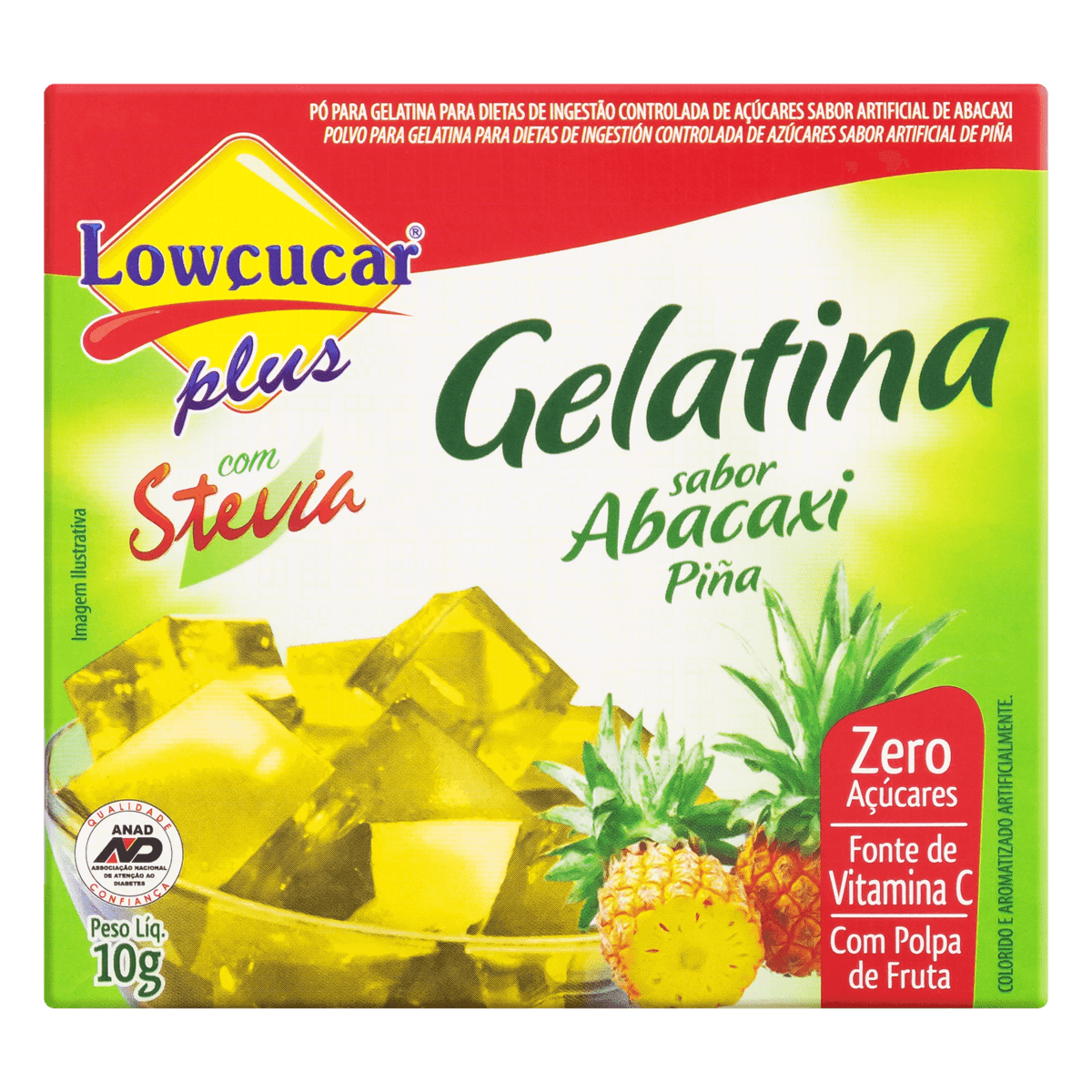 Gelatina Pó com Stevia Abacaxi Zero Açúcar Lowçucar Plus Caixa 10g