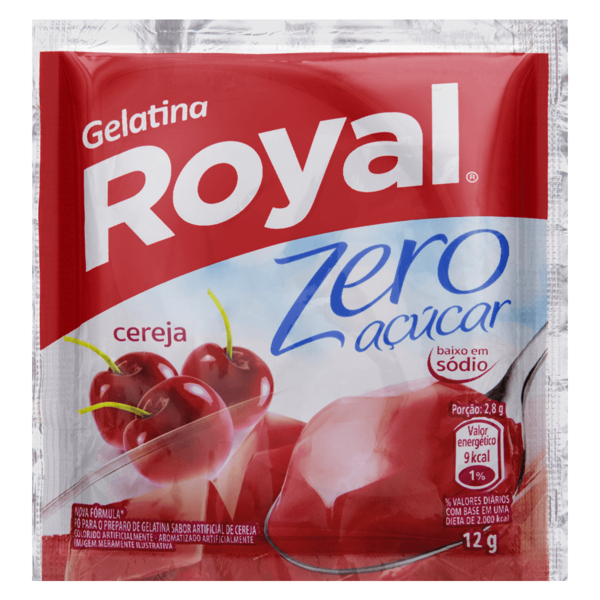 Gelatina Pó Cereja Zero Açúcar Royal Pacote 12g