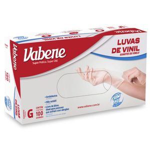 Luva Vinil Vabene sem Pó G 100 Unidades