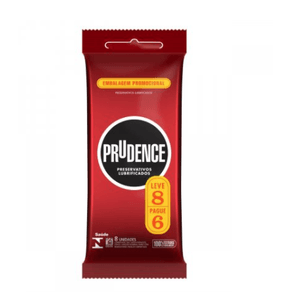 Preservativo Masculino Lubrificado Prudence Pacote Leve 8 Pague 6 Unidades