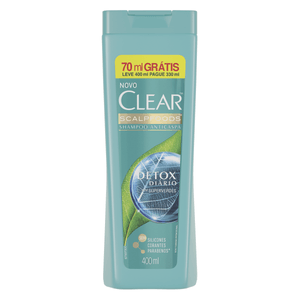 Shampoo Anticaspa Clear Scalpfoods Detox Diário Frasco Leve 400ml Pague 330ml