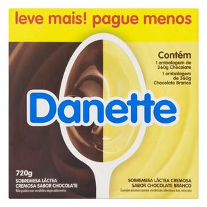 Sobremesa Lactea Chocolate e Chocolate Branco Danette Bandeja 720g 8 Unidades Leve Mais Pague Menos