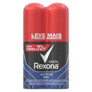 Pack Antitranspirante Aerossol Active Dry Rexona Men 2 Unidades 150ml Cada Leve Mais Pague Menos