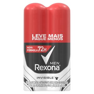 Pack Antitranspirante Aerossol Invisible Rexona Men 2 Unidades 150ml Cada Leve Mais Pague Menos