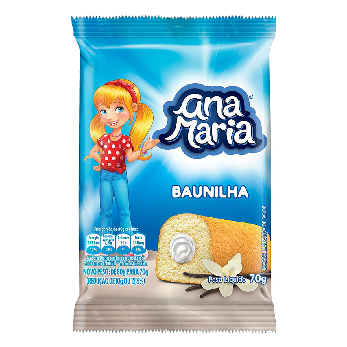 Bolo Baunilha Recheio Baunilha Ana Maria Pacote 70g