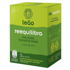Chá Verde Hortelã e Limão Leão Reequilibra Caixa 10 sachês 18g