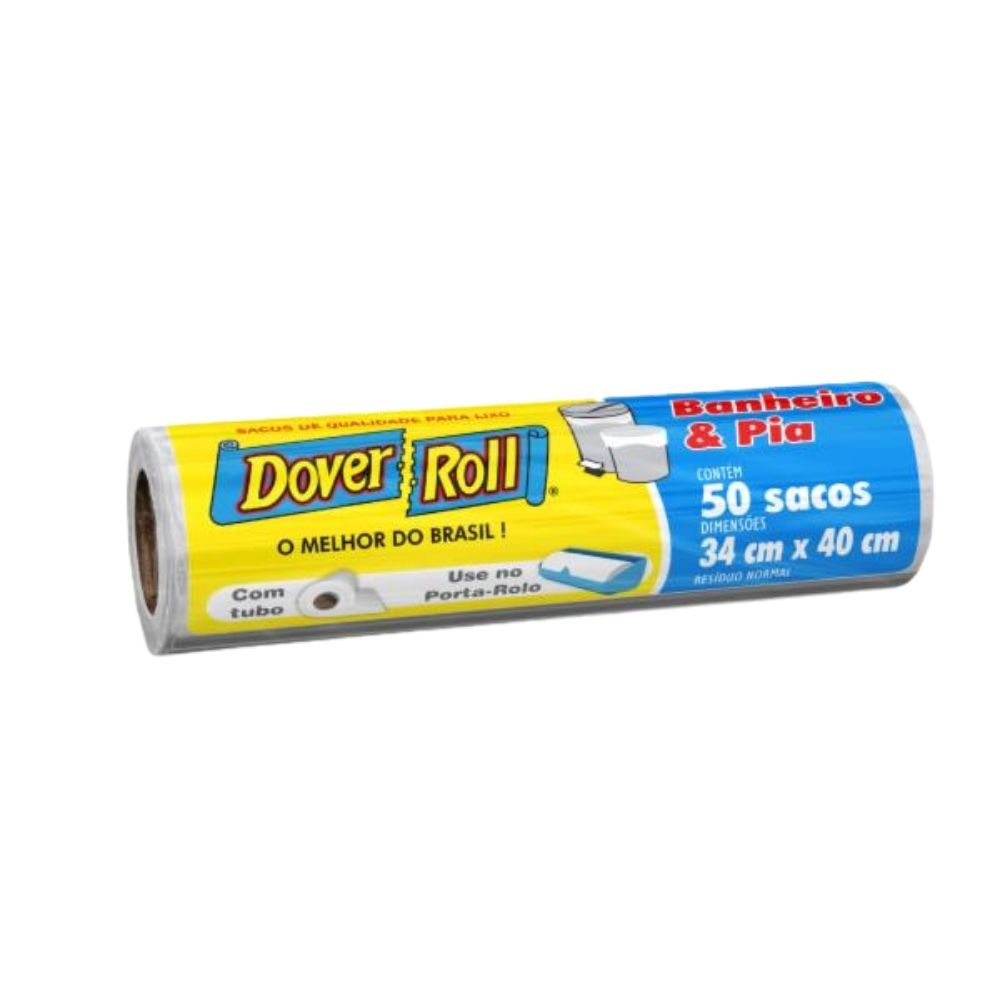 Saco Para Lixo Pia e Banheiro 10L Dover Roll 50 Unidades