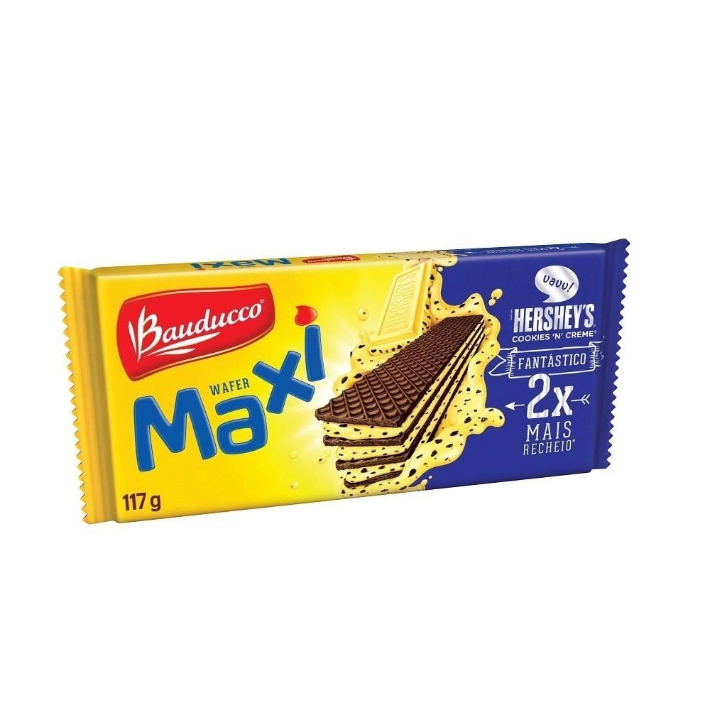 Biscoito Wafer Recheio Cookies N' Creme Bauducco Maxi Pacote 117g 
