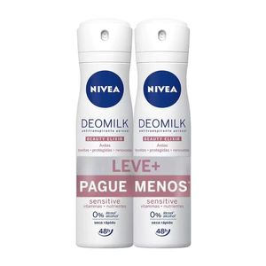 Desodorante  Nivea Deomilk Sensitive Aerosol Com 02 Unidades 150ml Leve Mais Pague Menos