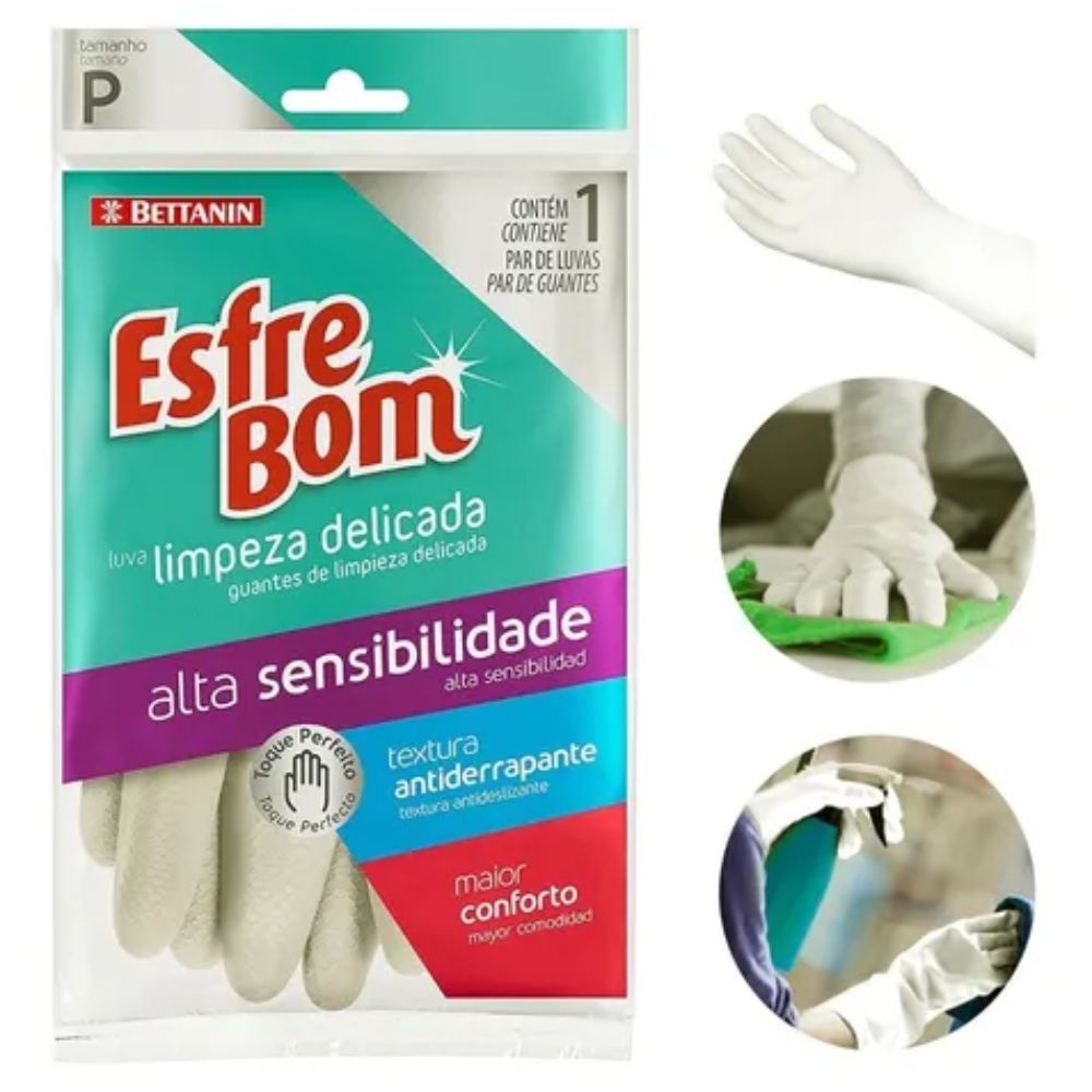 Luvas Esfrebom Limpeza Delicada Tamanho P Unidade