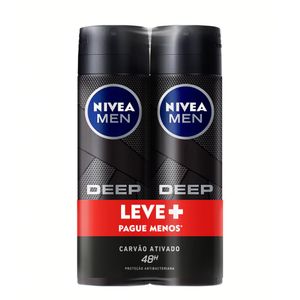 Antitranspirante Aerossol Nivea Carvão Ativado Men Deep 2 Unidades 150ml Cada Leve Mais Pague Menos