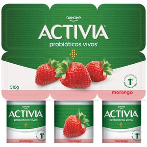 Leite Fermentado Integral Morango Activia Bandeja 510g 6 Unidades