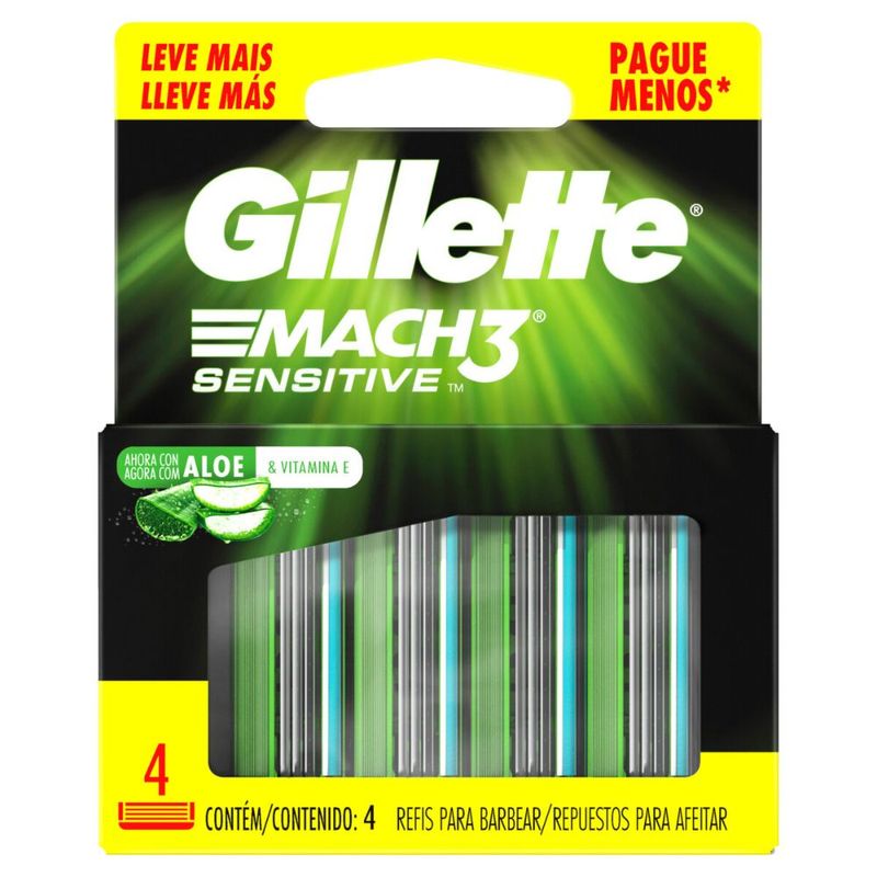 Carga-de-Aparelho-para-Barbear-Gillette-Mach3-Sensitive-4-Unidades-Leve-Mais-Pague-Menos