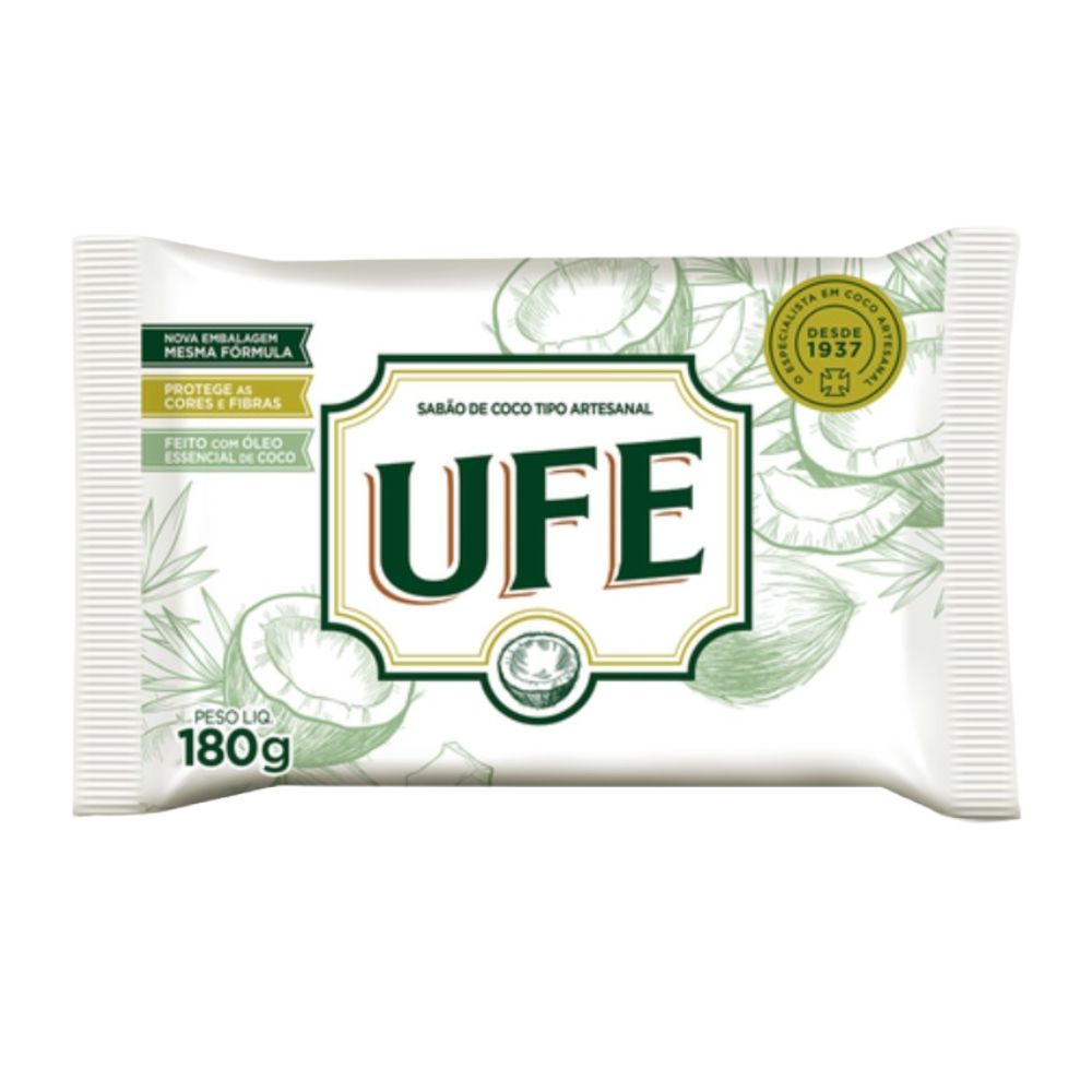 Sabão em Barra Artesanal Coco Ufe Pacote 180g