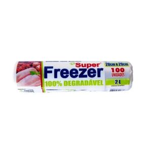 Saco para Alimentos Super Freezer Plásticos 20cm X 29cm 2L com 100 unidades