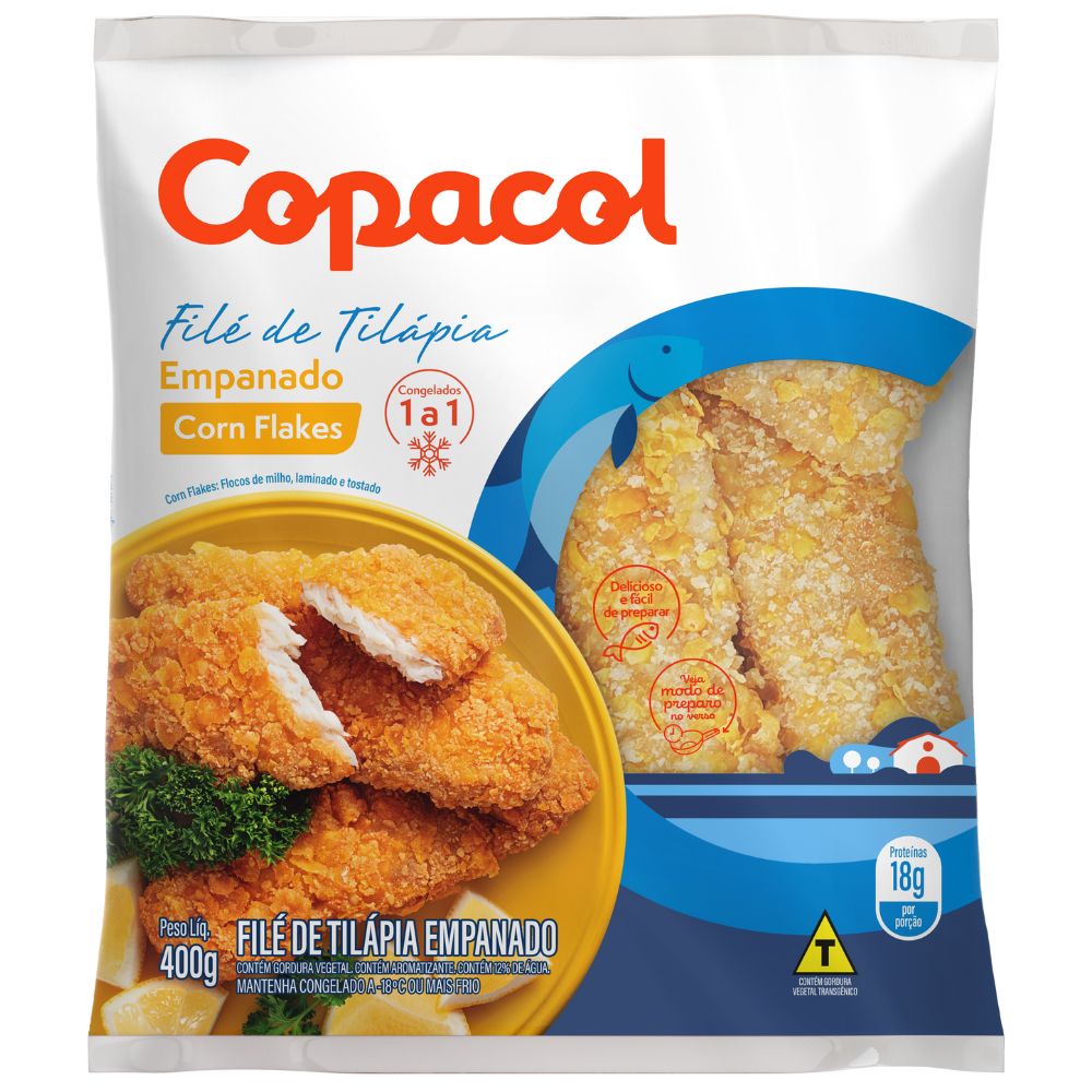 Filé de Tilápia Empanado Corn Flakes Congelado 400g