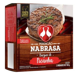 Hambúrguer de Carne Bovina Picanha Perdigão Na Brasa Caixa 2 Unidades 300g
