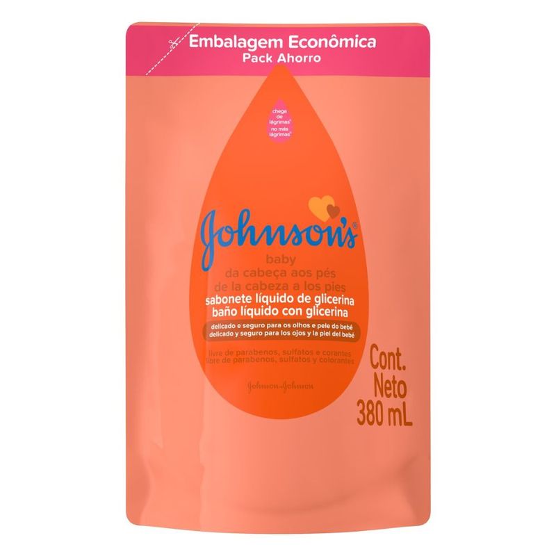 Sabonete-Liquido-de-Glicerina-da-Cabeca-aos-Pes-Johnson-s-Baby-Sache-380ml-Embalagem-Economica-Festval-7891010250935
