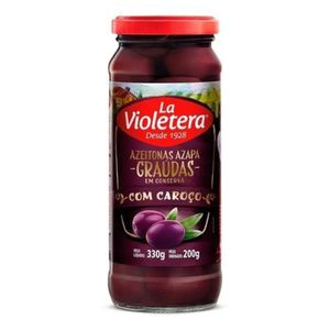 Azeitona Preta Azapa Graúda com caroço La Violetera 200g