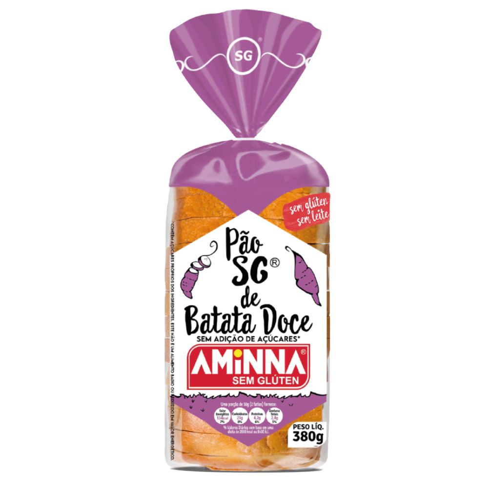 Pão de Batata Doce Aminna sem Glúten sem Açúcar 380g