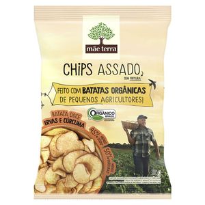 Chips de Batata-Doce Orgânico Ervas e Cúrcuma Mãe Terra Pacote 32g