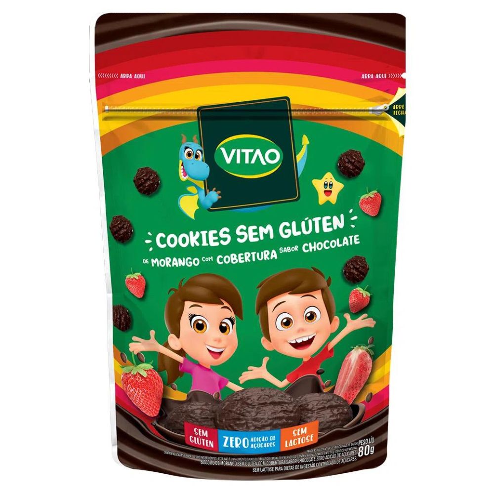 Cookies Sem Glúten Morango Cobertura Kids 80g