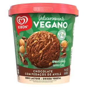 Sorvete Vegano Chocolate com Pedaços de Avelã Zero Lactose Kibon Pote 800ml
