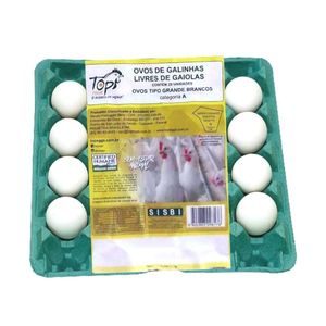 Ovos Top Eggs Galinhas Livres Branco 20 Unidades