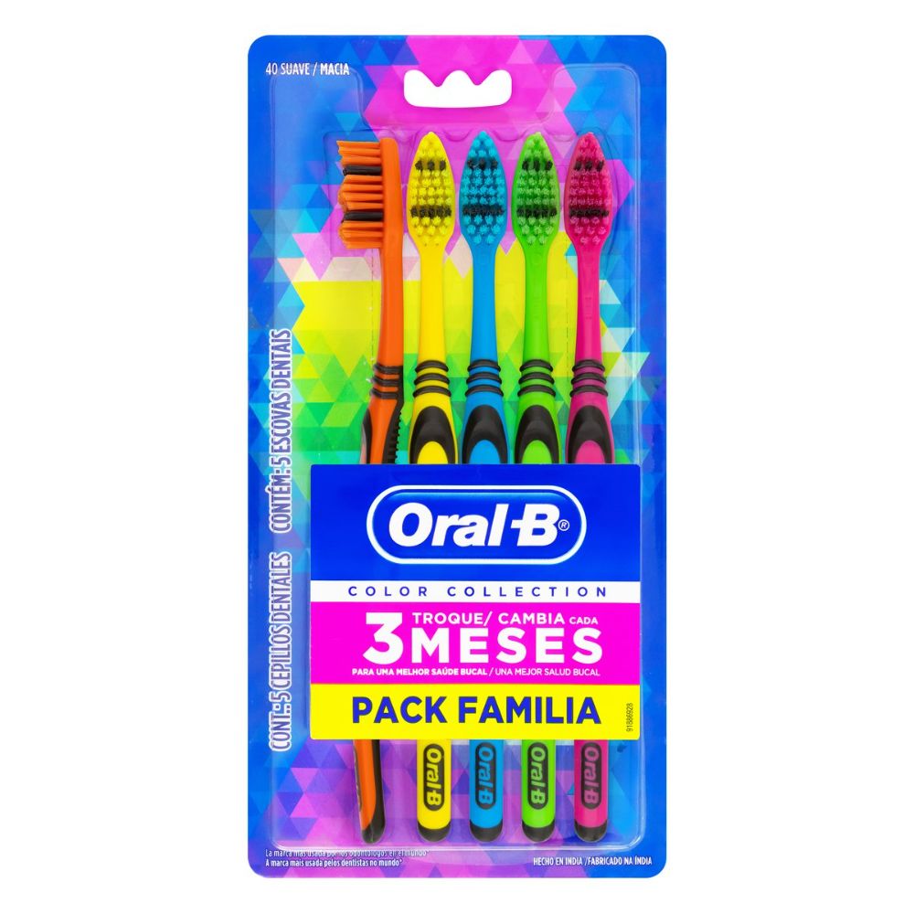 Escova Dental Suave Oral-B Color Collection 5 Unidades